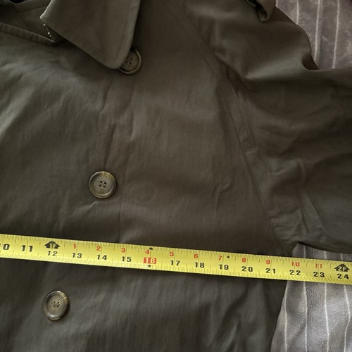 Vtg BURBERRYS Trench Coat Liner Mens 34S Nova Check Double Breasted Belted Olive - Picture 21 of 22