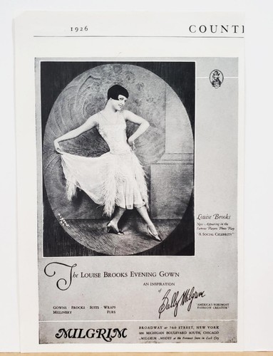 1926 Sally Milgrim Louise Brooks Evening Gown Flapper M. I. Boris Photo Print AD