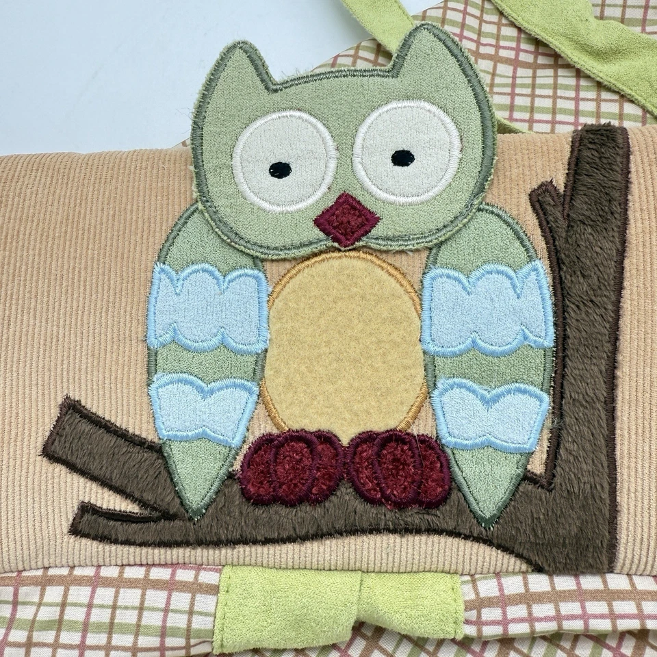 Empilhador de fraldas Lambs And Ivy Owl Woodland Tales berçário verde/marrom xadrez - Imagem 4 de 4