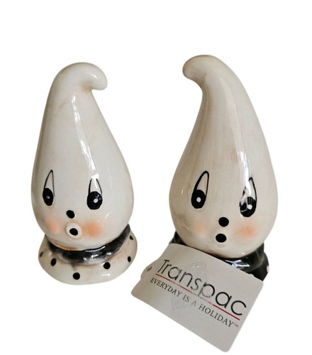 Johanna Parker Black & White Halloween Ghost Salt & Pepper Shakers Set of 2 - Picture 3 of 8