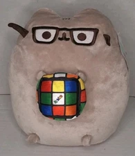 Gund Pusheen Rubik's Cube 9"  Plush Cat Stuffie Kitten Gray New With Tags 