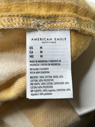 American Eagle NWT Oversized Hooded Cropped Plaid Flannel Medium Grunge Festival - Picture 11 of 13