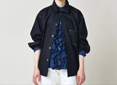 45R 45rpm Dark Indigo Denim Blouson 908 Jacket Light Weight Denim Cotton MINT image 3