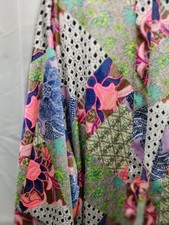Victoria  s Secret Floral Bright Patchwork Kimono Robe Scalloped Lace XS S Vtg