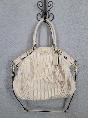 COACH Madison Gathered Leather Lindsey 2way Bag Ivory Cream Crossbody