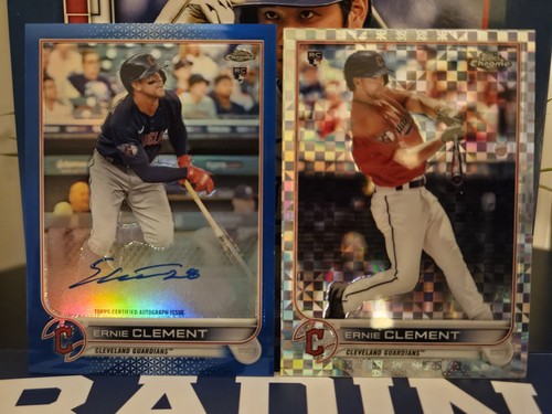 2022 Topps Chrome Ernie Clement RC On Card Auto Blue 127/150 + X-Fractor + Prism