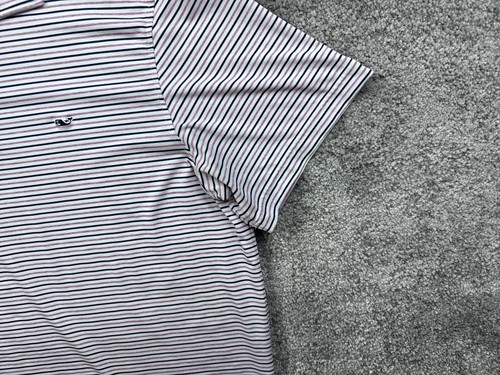 Polo Vineyard Vines uomo XL bianca rosa blu navy righe Sankaty Performance - Foto 2 di 16