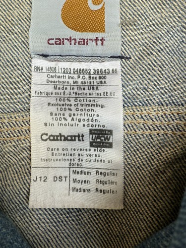 Carhartt Trucker Jeansjacke Herren Large Blau Denim Med Wash Made in USA J12 DST - Bild 7 von 10