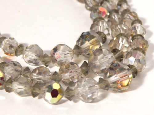 Stunning Vtg Multi Strand Sparkly Smoky Crystal Faceted Beaded Necklace 16" - Picture 2 of 6