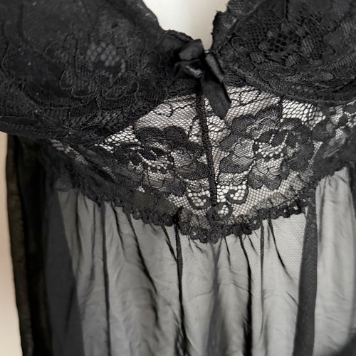H&M Black Lace Mesh Babydoll Lingerie Top Women’s Size 8 Sheer  Y2K - Picture 5 of 11