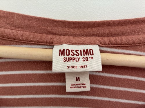 Mossimo Supply Co Women's Striped Sheer Rayon Pocket Short Sleeve Shirt Pink M - Picture 2 of 5