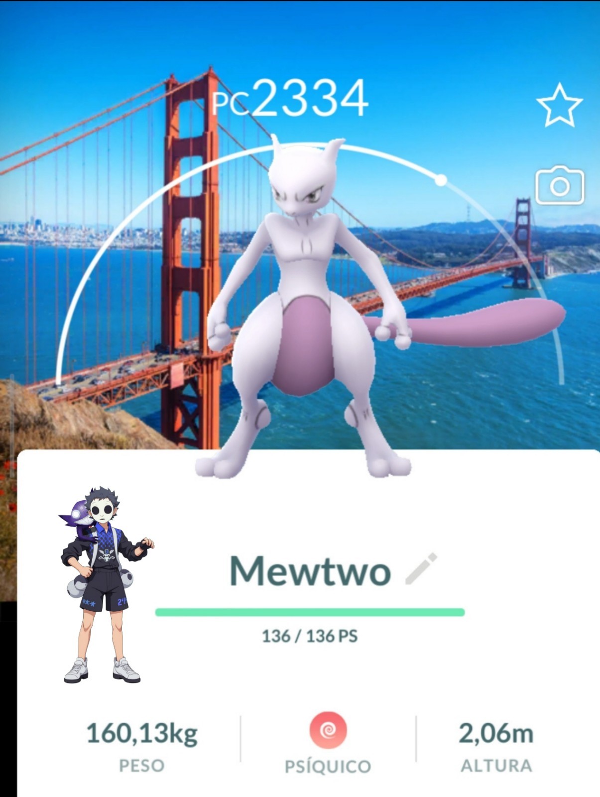 Mewtwo San Francisco Background Super Rare T- 20K Or 1M Stardust
