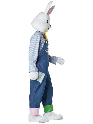 Happy Easter Bunny Rabbit Deluxe Mascot Overalls Adult Mens Costume Plus Size - Picture 2 of 5