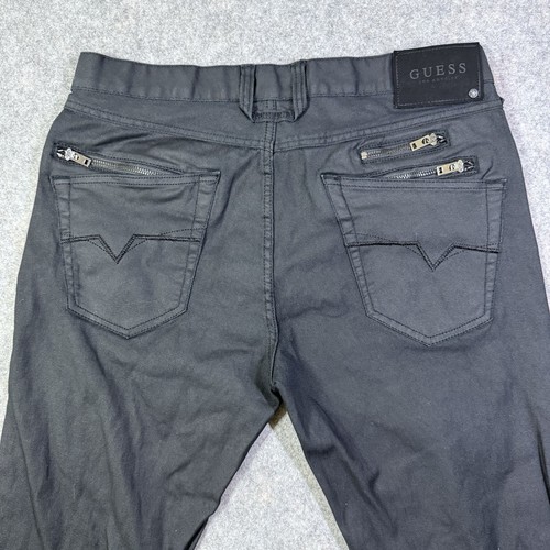 Guess Los Angeles Regular Fit Jeans Men’s Sz 31x30 Black Zippers Accent Pockets - Picture 16 of 20