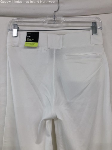 Pantalones deportivos de béisbol blancos calce ajustado Nike Vapor Pro para niños talla L nuevos con etiquetas - Imagen 5 de 10