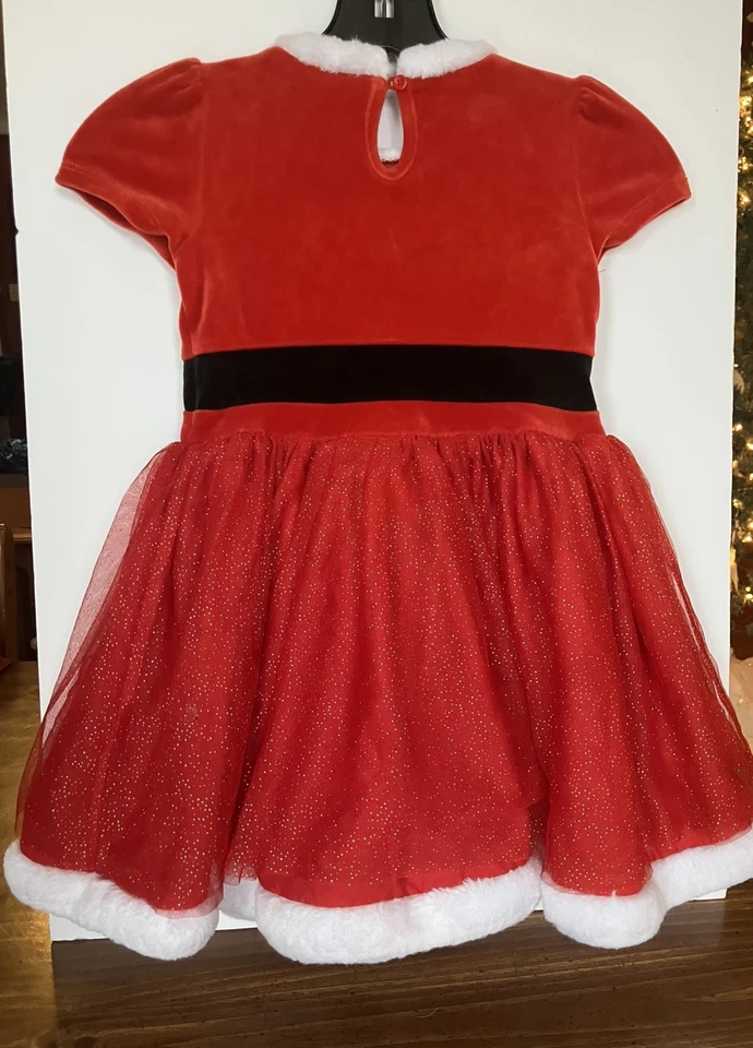 Christmas Santa Dress Girls Size 5T Red With Fluffy Trim - Image 4 of 4