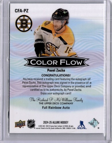 Pavel Zacha Color Flow Full Rainbow Auto 2024-25 Upper Deck Allure #CFA-PZ - Picture 2 of 2