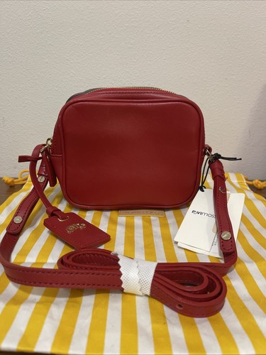 Rovimoss Red & Charcoal Leather Crossbody Mini Bag Adjustable strap Up To 26in - Picture 1 of 17