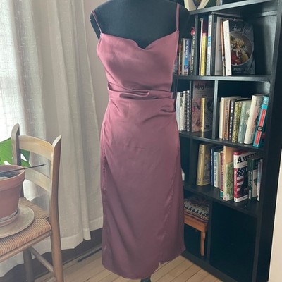 VTG Y2K Style Purple Slip Dress Side Slit Sz S Spaghetti Strap Mobwife Hoco 90s