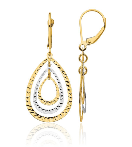 14K massive zweifarbige Gold Ohrhänger