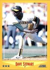 Dave Stewart 1988 Score #458 Oakland Athletics FREE SHIPPING AutographDen