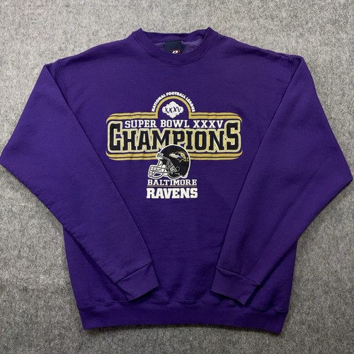 Vtg Pro Player Super Bowl XXXV 2001 Baltimore Ravens Sweatshirt Mens XL Purple - Picture 1 of 7