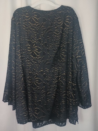 Catherines Black Label Dark Floral Peasant Top 2X V Neck Bell Sleeve Whimsigoth - Picture 4 of 8