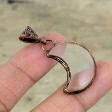 Copper Natural Crystal Daughter Electroformed And Crescent Moon Pendant Jewelry
