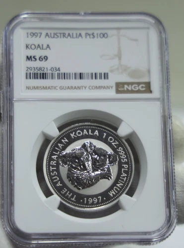 1997 Australia 1 oz Platinum Koala $100 Coin NGC MS69.