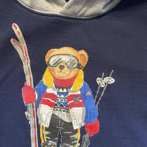 Polo Ralph Lauren Bear Hoodie Sweatshirt Youth L (14-16) Colorblock Pullover Ski - Picture 4 of 8