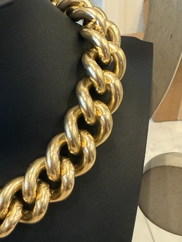 Erwin Pearl Chunky Shiny Gold Chain Thick Link Choker Necklace 17” - Picture 4 of 8