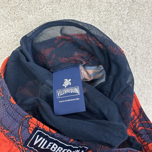 Vilebrequin Herren Moorea rot Hummer Print marine gefüttert Schwimmen Strand Pool Badehose L - Bild 13 von 18