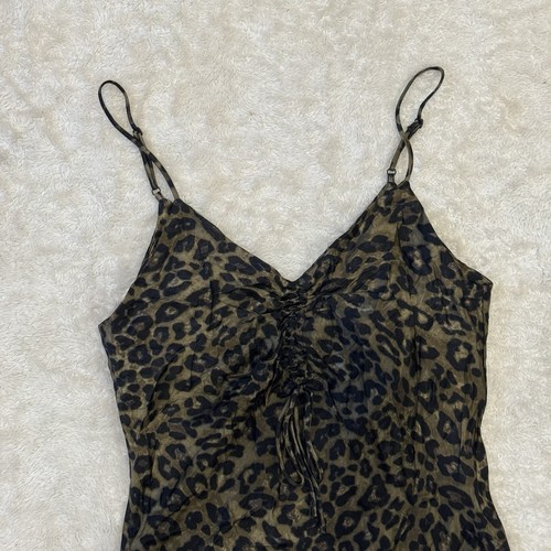 Vestido para mujer Zara leopardo satinado slip correa de espagueti mini guepardo marrón negro S - Imagen 3 de 14