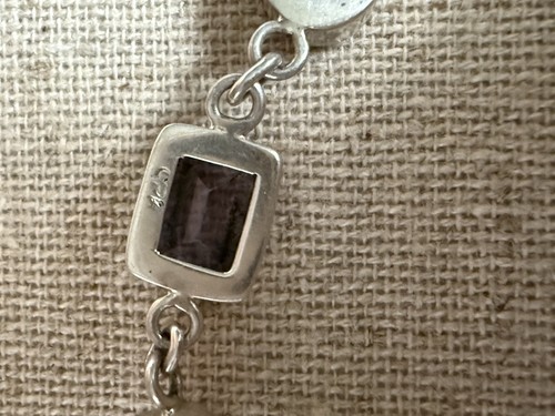 BOHO Amethyst Lavender Purple Sterling Silver 925 Link Tennis Bracelet 7.5” - Picture 6 of 7