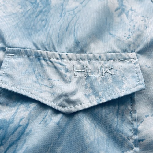HUK Tide Point Fishing Shirt Mens XL Blue White Perforated Vented Outdoor Hiking - Picture 4 of 14
