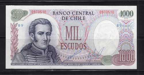 Chile J.M. Carrera 1000 Escudos 1974/75 Serie B9 sehr guter Zustand Cano Molina - Bild 1 von 2