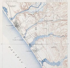 1908  OCEANSIDE - CARLSBAD - CALIFORNIA Map ORIGINAL - Pacific Coast