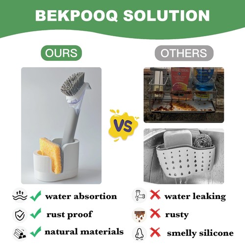 2-in-1 Diatomite Sponge Holder for Kitchen Sink, Quick-Drying Dish Sponge and... - Bild 3 von 9