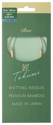 Clover Stricknadeln: Rund: Fest: Drehbar: Pro Takumi Bambus: 80 Cm X 3,25 Mm