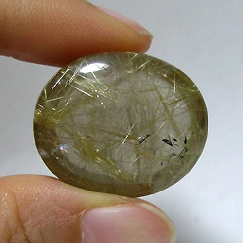 63.89 ct SHIMMERING UNTREATED 100% NATURAL RUTILE QUARTZ CABOCHON  1123 N1 - Image 2 of 2