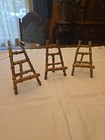 Lot Of 3 Vintage Real Bamboo Easel Picture Display Stands, 8" By 4.5" Approx