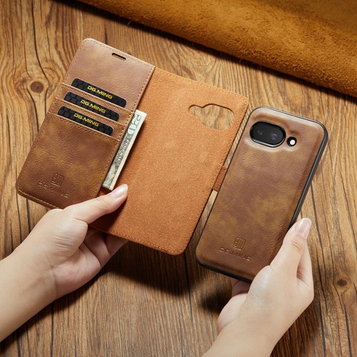 DG.MING Cuero de Vaca Desmontable 2 en 1 Cartera Teléfono Estuche para Google Pixel 9a - Imagen 11 de 37