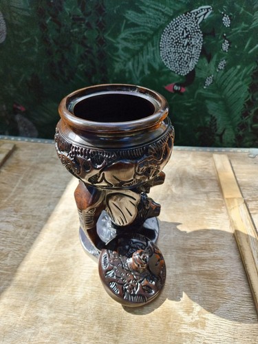 13 pouces boîte à bijoux en bois bague rangement avec couvercle grand conteneur gravé cinq - Photo 10 sur 12
