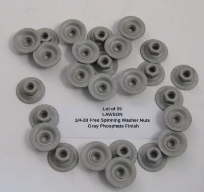 (Qty 25) LAWSON 1/4-20 Free Spinning Washer Hex Nut - Gray Phosphate Finish -