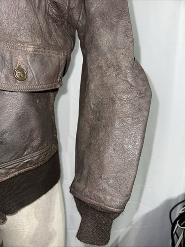 Vintage 60’s USN G-1 Leather Flyer Bomber Jacket Goatskin Leather Men’s Size 38  - Picture 5 of 20