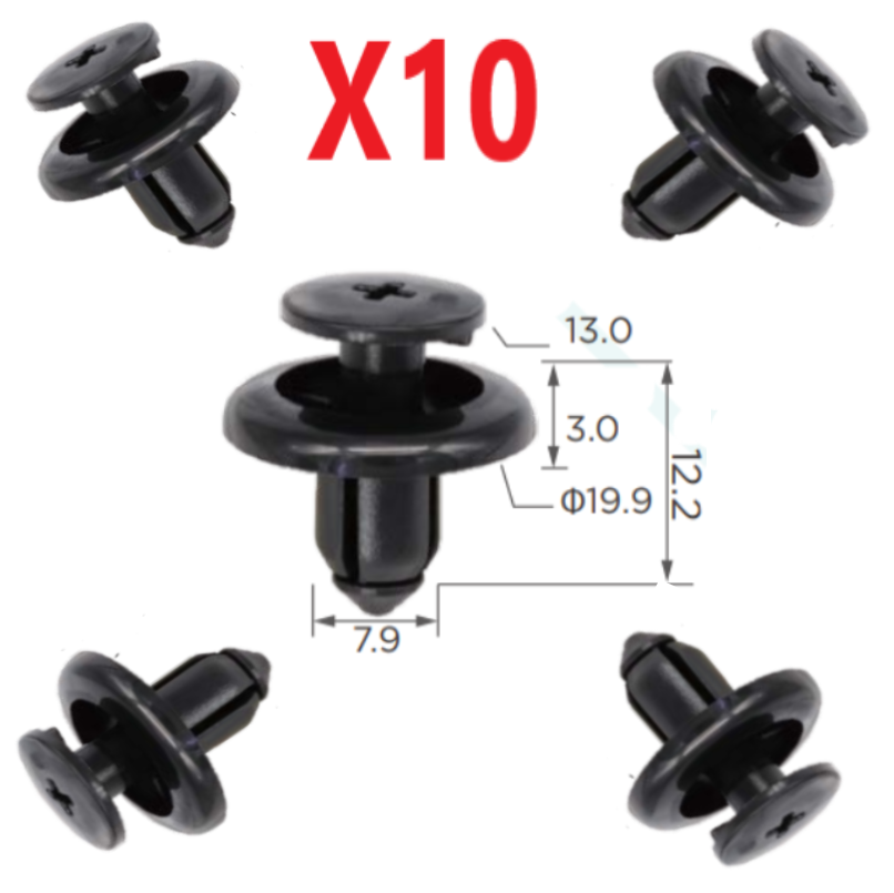 10x VVO Black Interior Side Trim Clips For Mazda MX-5, Mazda 3 - OEM Style FCP-0038-MA-L42