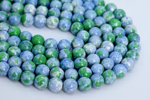 Blue & Green Rain Flower Jade Beads Round Stone Loose Beads 4/6/8/10/12MM - Picture 12 of 14