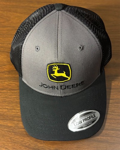 Sombrero JOHN DEERE Gris/Negro Bordado Bajo Perfil Malla Logo/Snapback Nuevo sin Etiquetas - Imagen 5 de 7