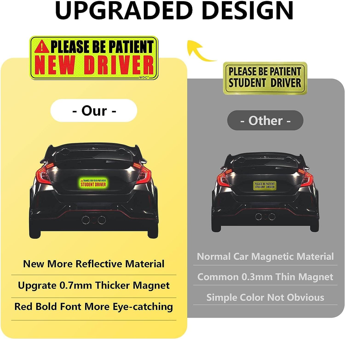 3pcs Student Driver Car Magnet, Reflective Student Driver Stickers,New Drivers Sticker Safety Warning for Beginner,Automobile Decorative Sticker price in UAE | Noon UAE