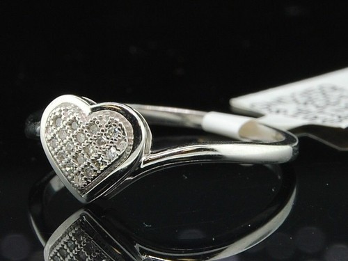 Ladies Sterling Silver Love Heart Diamond Engagement Ring Wedding Band Bridal - Picture 2 of 11